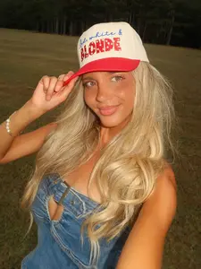 Red White & Blonde Trucker Hat