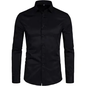 Stretch Mens Slim Fit Dress Shirts Formal  Sleeve Button Down Shirts   Sleeve Western Shirt Menswear Top