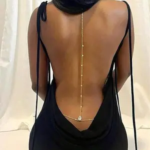 September Laurel Rhinestone Back Chain Necklace for Backless Dress Body Chain Jewelry Backdrop Chain Necklaces for Women