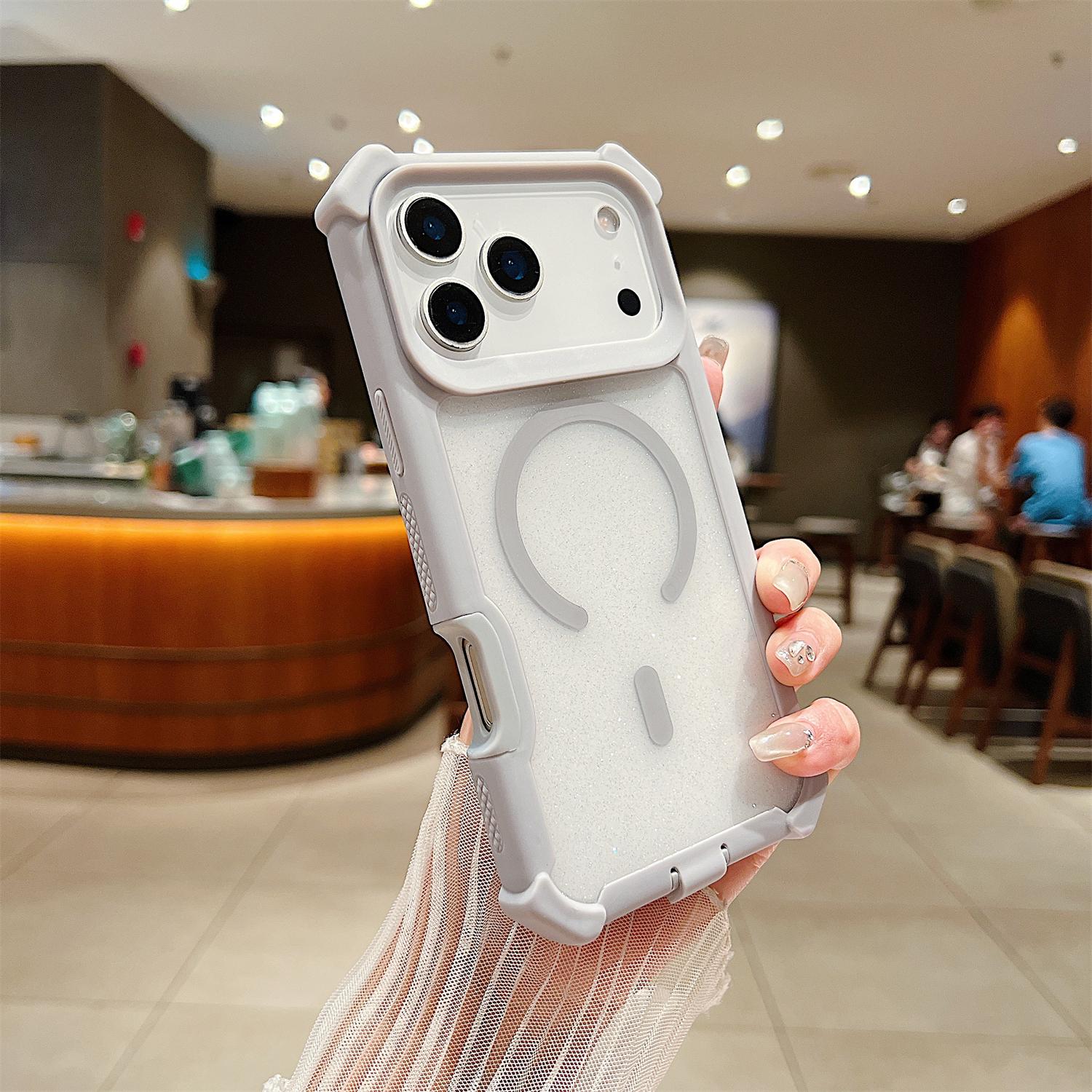 Magnetic Glitter Color 2-Layer Case for iPhone 17 Pro Max 16 15 14 13 Pro Max, Cute Sparkly Clear Phone Case for Women Girls, Compatible with MagSafe, Shockproof Drop Protection, Anti-Slip Bumper Cover