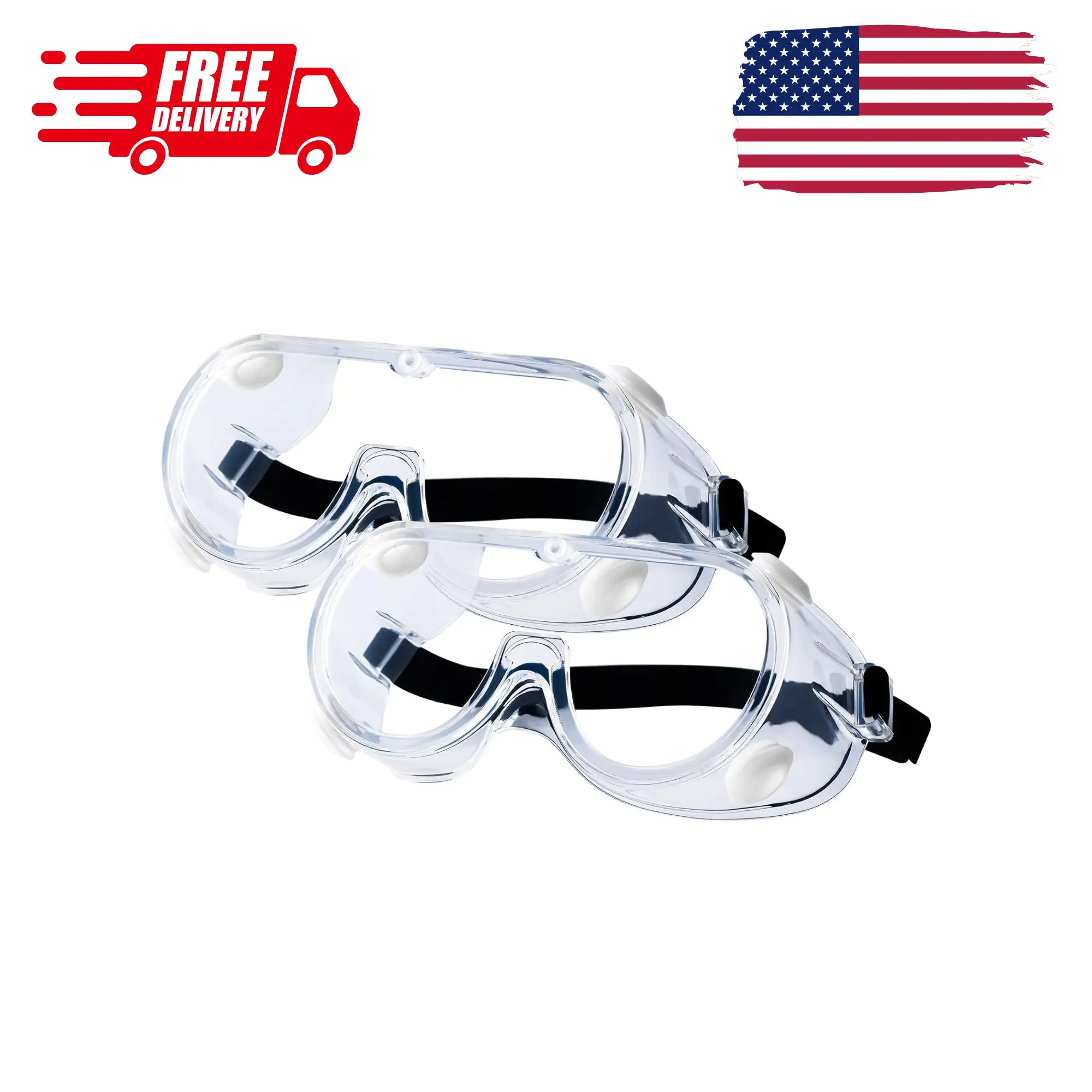 2-Pack Safety Goggles, Anti-Fog Lab Goggles for Men and Women
