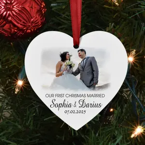 First Christmas Married Ornament - Married Photo Ornament - First Christmas Married Gift