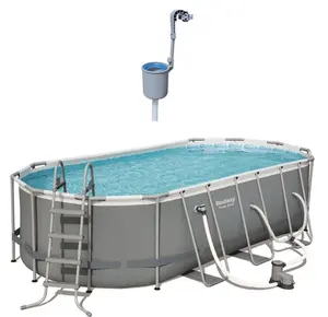 Bestway 18ft x 9ft x 4ft Power Swimming Pool w/ Surface Skimmer Cleaner