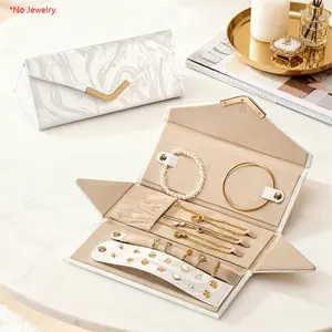 Travel Jewelry Case for Women & Girls, Triangle Jewelry Box Organizer, Small Foldable Storage Holder, Portable Travel Essentials