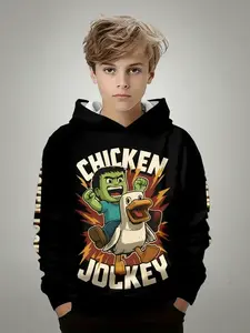 Boys' Hooded Sweatshirt with 3D Cartoon Print, Cute Spring & Fall Casual Wear, Fitted Style, Perfect for Daily and Outdoor Activities, Graphic Hoodie