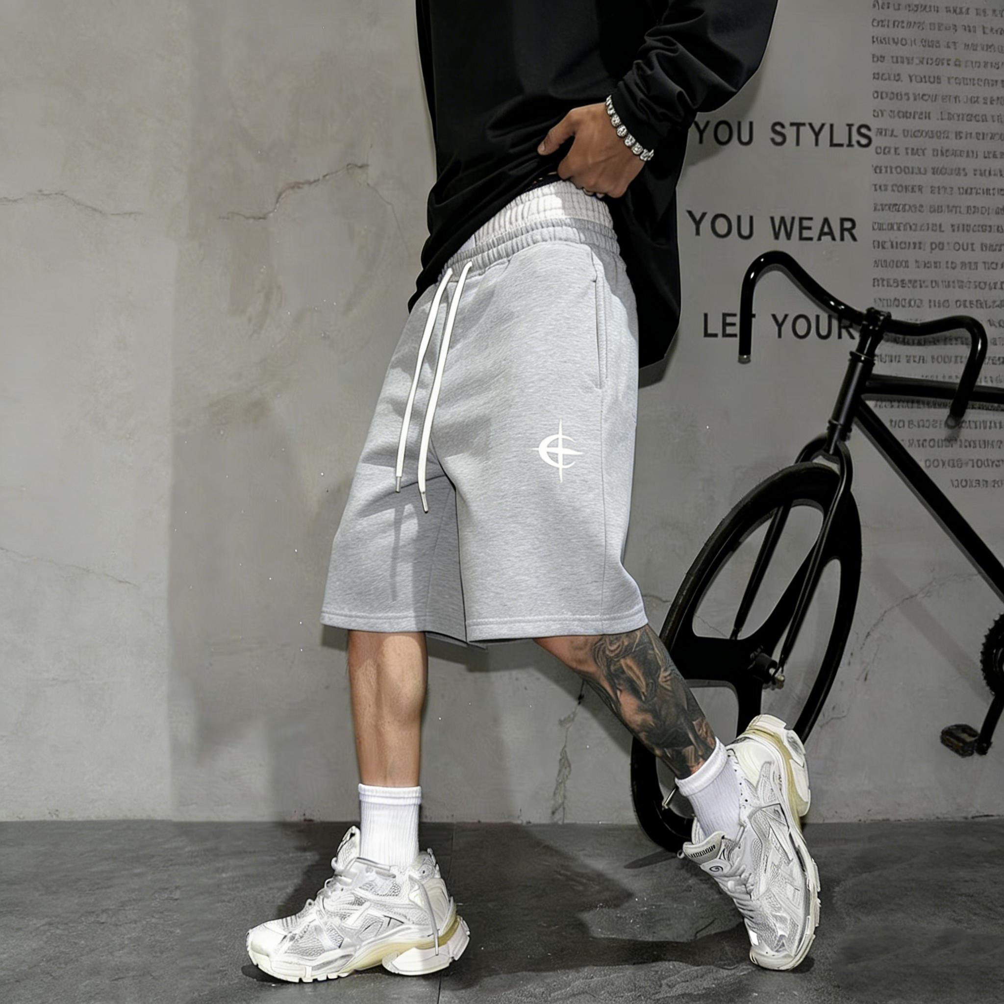 Unisex Y2K street-style sweatpants with logo embroidery; men’s shorts featuring a unique double-waist design; embroidered print loose hip-hop streetwear shorts for summer sports—ideal for everyday wear, comfortable and versatile.