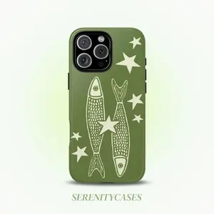 Star Sardine Sage Green Phone Case Retro Y2K Cute Coastal Grunge Fish Cool Gift iPhone Pro Max 17 16 15 14