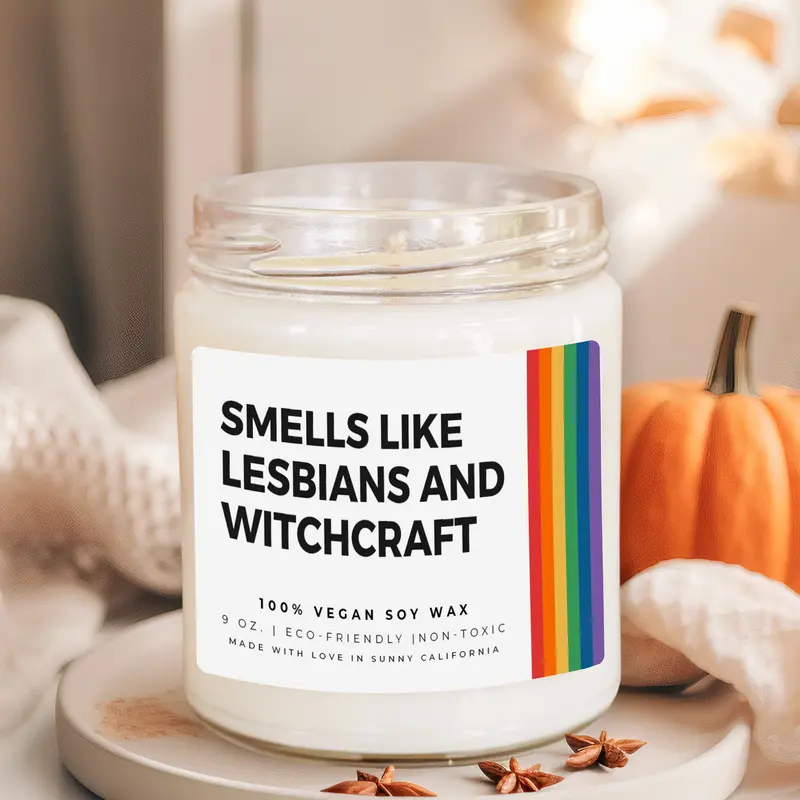 Smells Like Lesbians And Witchcraft Candle, Pride Candle, Coming Out Gift, Pride Month Gift, Funny LGBTQ Gift, Queer Candles, Decor Glass candle witchcraft