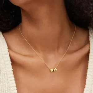 14K Gold Plated Dainty Heart Name Necklace for Women Initial Letter Necklace for Young Girl Christmas Gift