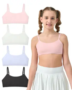 Sascina Girls Soft First Bra with Natural Fit, Training Bras for Girls 7-8, 8-10, 10-12 Cami with Double-Layer Lined Fabric