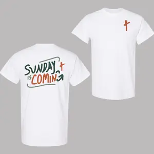 Sunday Is Coming Christian T-Shirt – Faith Based Tee with Cross, Inspirational Religious Shirt, Easter Resurrection Theme, Christian Apparel for Men and Women