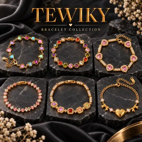 【Tewiky Official】Women's 14K Gold Plated Stackable Bracelet Set, Waterproof, Non-Tarnish, Jewelry for Women, Stylish Delicate Fashion Accessory, Gift-Ready Costume Jewelry for Daily Wear & Gifting
