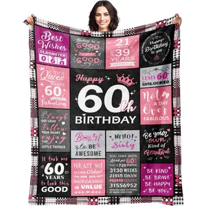 Flannel Blanket |1966 60th Birthday Flannel Throw Blanket For Women, Perfect Happy 60th Birthday Decorations & Gift Ideas For 60 Year Old Woman| Home & Gift