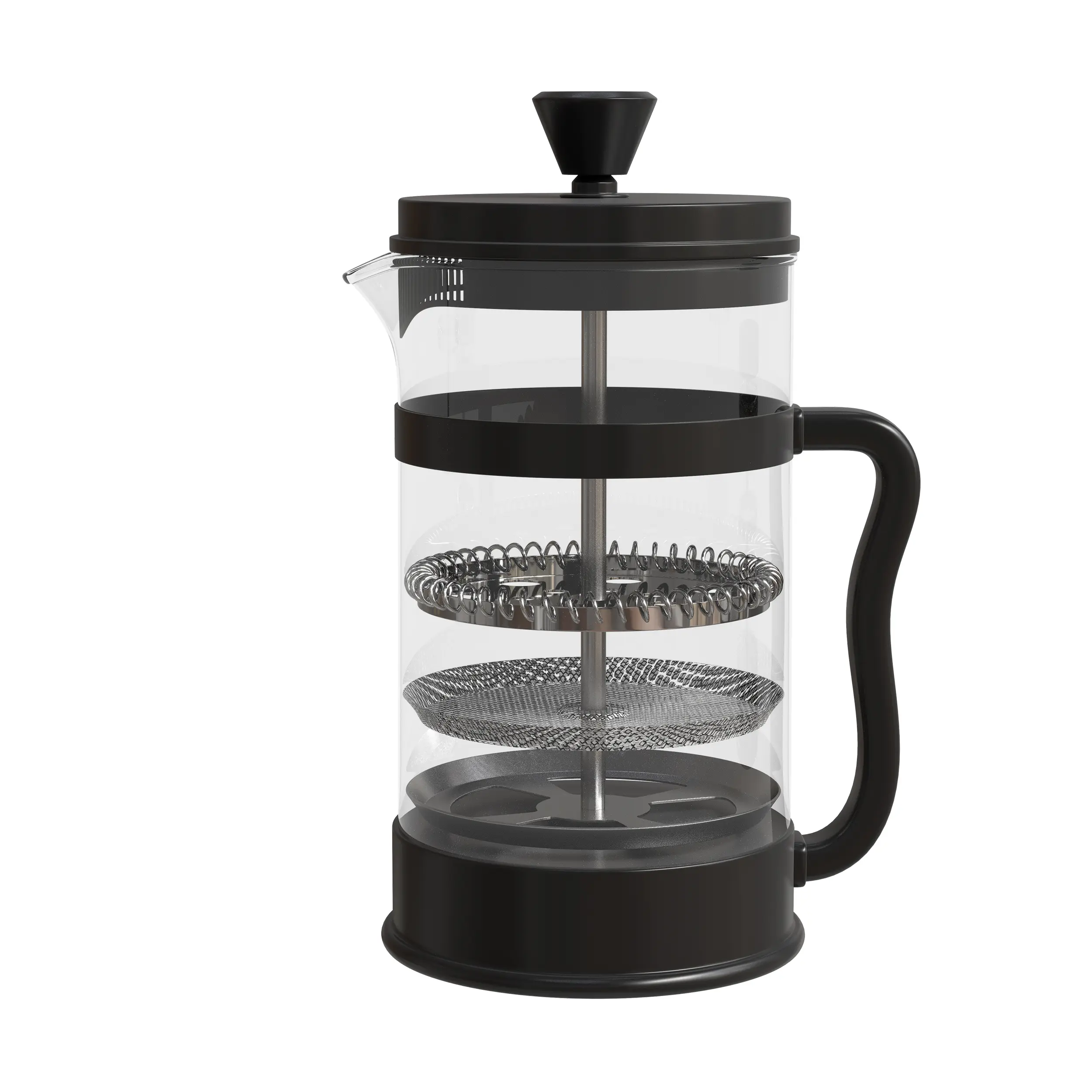 Kichly 34oz Borosilicate Glass French Press Coffee & Tea Maker - Heat-Resistant Thick Glass, Portable Handles, Filter, Travel-Camping Ready, Black