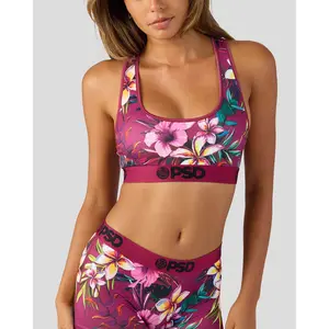 PSD Womens Plumeria Racerback Sports Bra - Comfortable, Breathable, Ultra-light Fabric