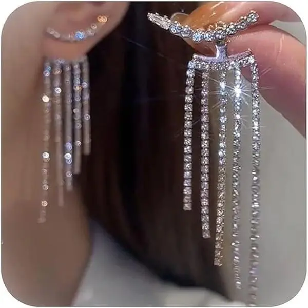 Prom Earrings Silver Jewelry for Prom Dresses 2026 Rhinestone Earrings for Women Sparkly Long Tassel Chandelier Earring Dangling Wedding Party Formal Evening Dress Accessories - TikTok Shop Prom Earrings Silver Jewelry for Prom Dresses 2026 Rhinestone Earrings for Women Sparkly Long Tassel Chandelier Earring Dangling Wedding Party Formal Evening Dress Accessories - TikTok Shop