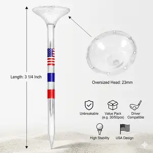 3 1/4 Inch Golf Tees 30/50pcs, Unbreakable Plastic Golf Tees with 23mm Large Cup, Durable Driver Tees for Driving Range Practice
