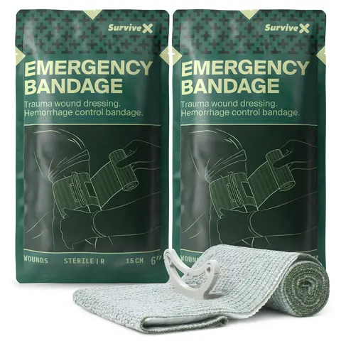 SURVIVEX  Israeli Premium Elastic Compression Pressure Bandage - 6-inch Breathable Sports Tape for Adults Emergency Kit - Fast Bleeding Control & Military-Grade Reliability