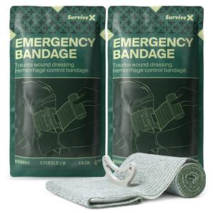 SURVIVEX  Israeli Premium Elastic Compression Pressure Bandage - 6-inch Breathable Sports Tape for Adults Emergency Kit - Fast Bleeding Control & Military-Grade Reliability