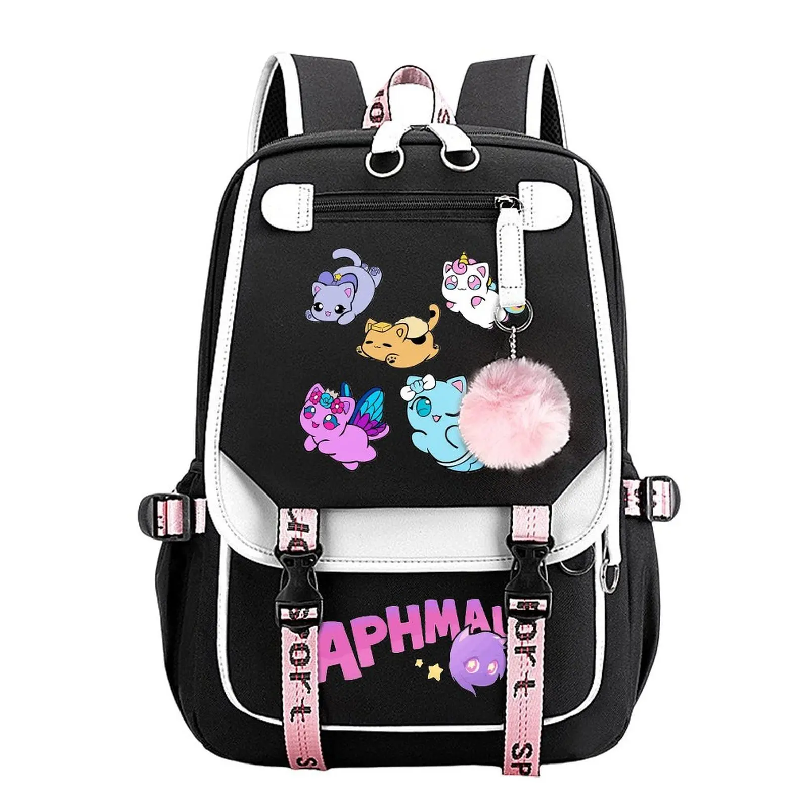 Aphmau Character Art Backpack - Unisex Modern Cotton-Linen Water-Resistant Durable Large-Capacity Multi-Pocket Organizer for Teen Students, Commuting, Holiday, Back to School, 11.4in×18.1in One Size, Built-In Organizer