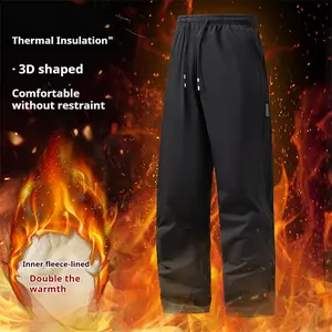 Men's Black Fleece-Lined Warm Trousers — Windproof Design, Double Insulation, Suitable for Autumn, Winter Outdoor Activities, and Everyday Wear