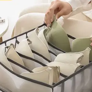 Underwear Drawer Storage Box Set, Home Grid Socks Organizer Bag, Closet Dorm Room Essentials, Three-Piece Clothing Organizers, Dresser Organizer, Compartment