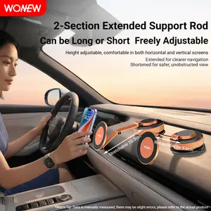 WONEW ZJ57 Magnetic Car Phone Mount, Extended Metal Arm, Strong Vacuum Suction, Dashboard GPS Holder, Universal for All Cars Smartphone Cellphone Stand