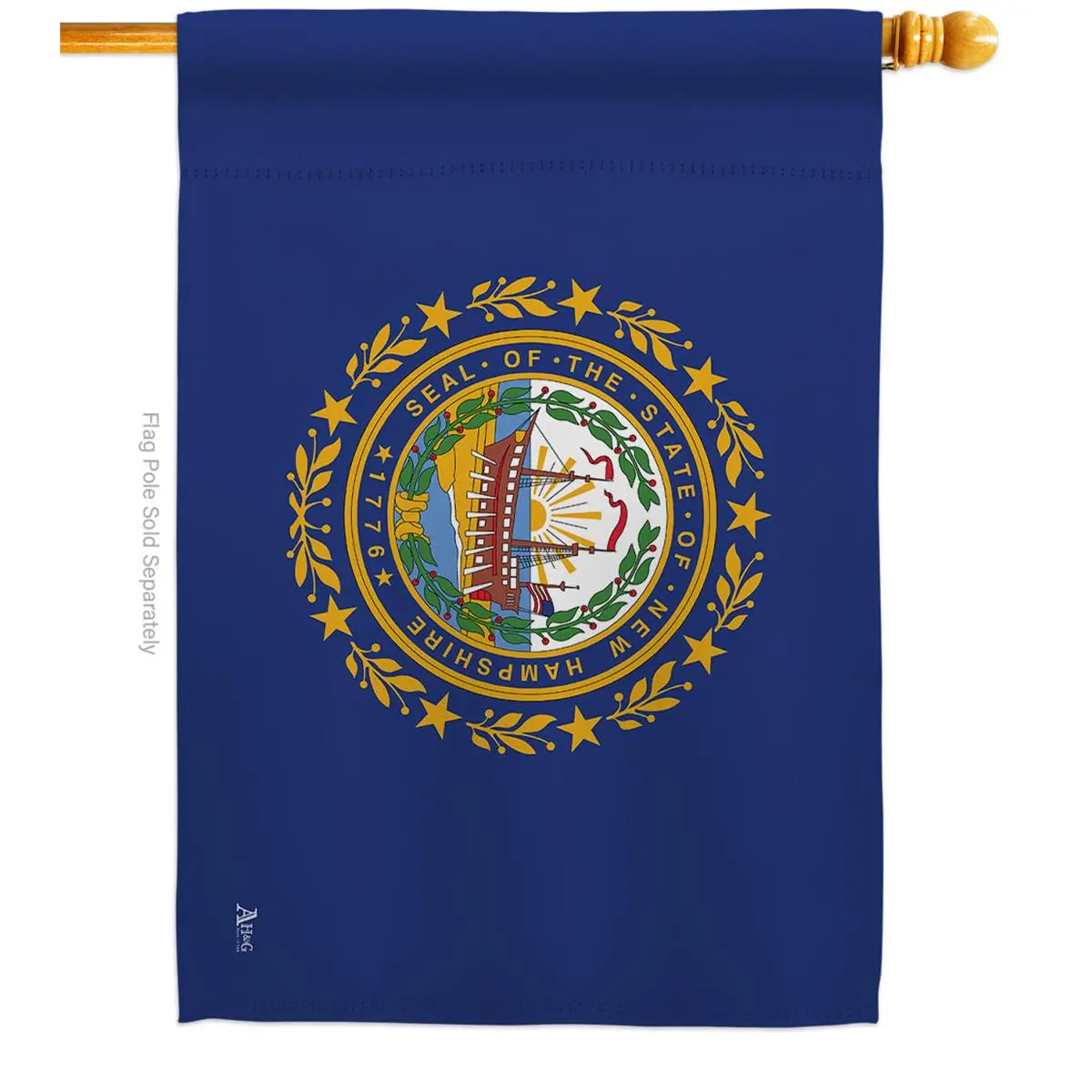 212 MAIN New Hampshire American State House Flag, 28x40" Weatherproof Double-Sided Horizontal Banner, Outdoor Decor for Home & Garden