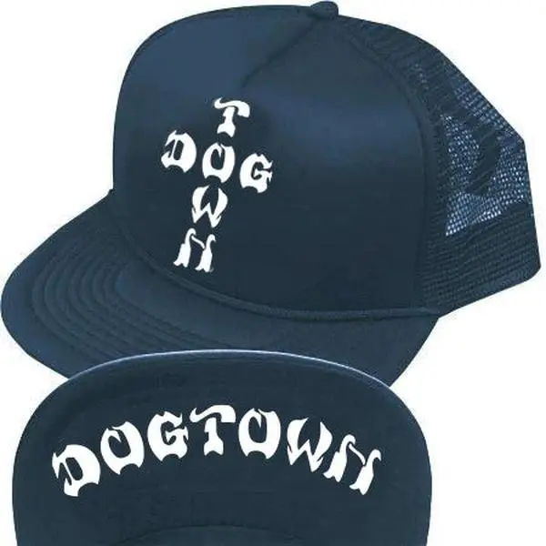 Dogtown Skateboards Hat Cross Letters Flip Mesh Snapback Navy