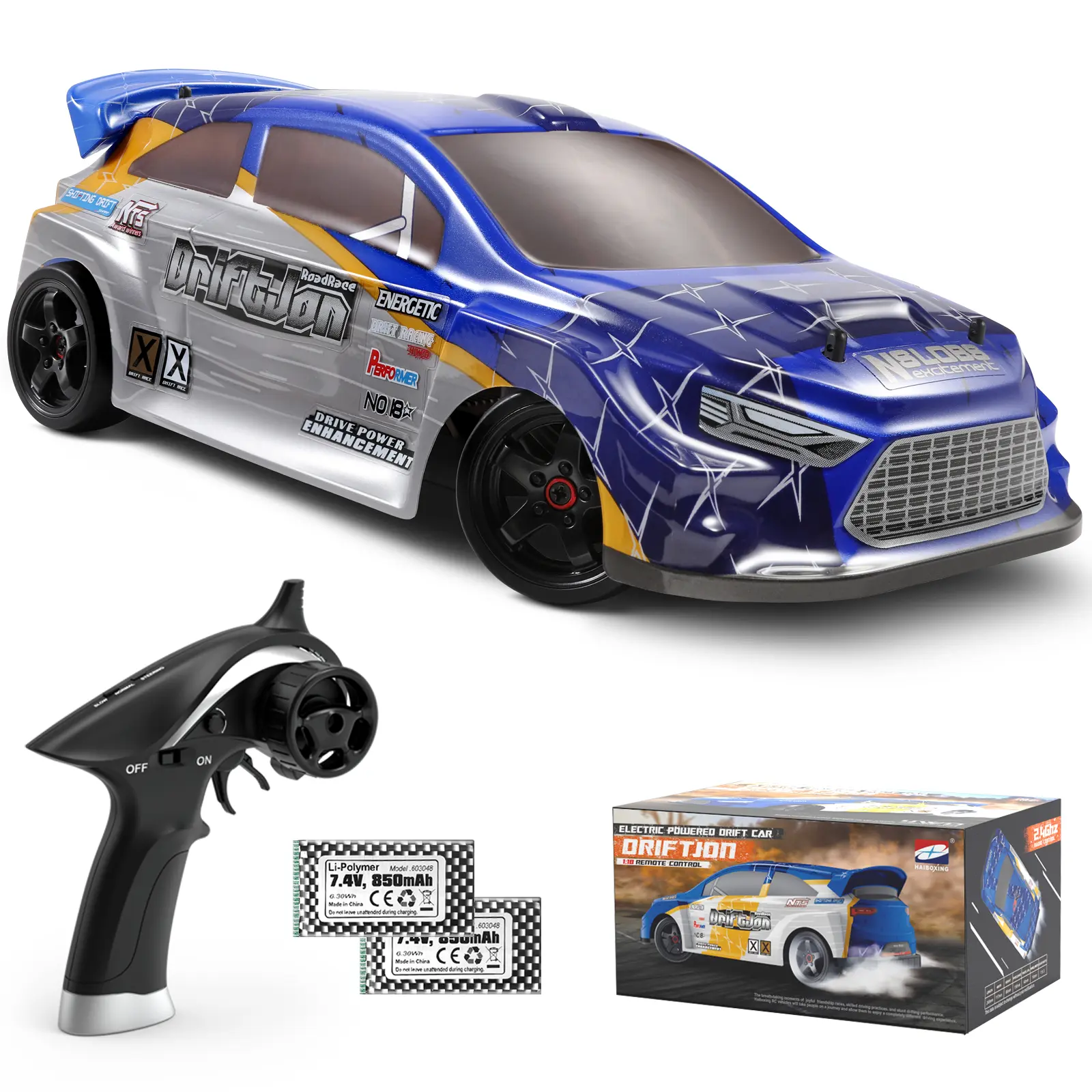 HAIBOXING 2197 RC Drift Cars 1/18 Scale High Speed Performance with Gyro, 2.4GHz Remote Control Cars 28 KM/H RTR for Kids and Adults, Electric Powered 4WD RC Rally Car with 2 Rechargeable Batteries rc drifting springtok
