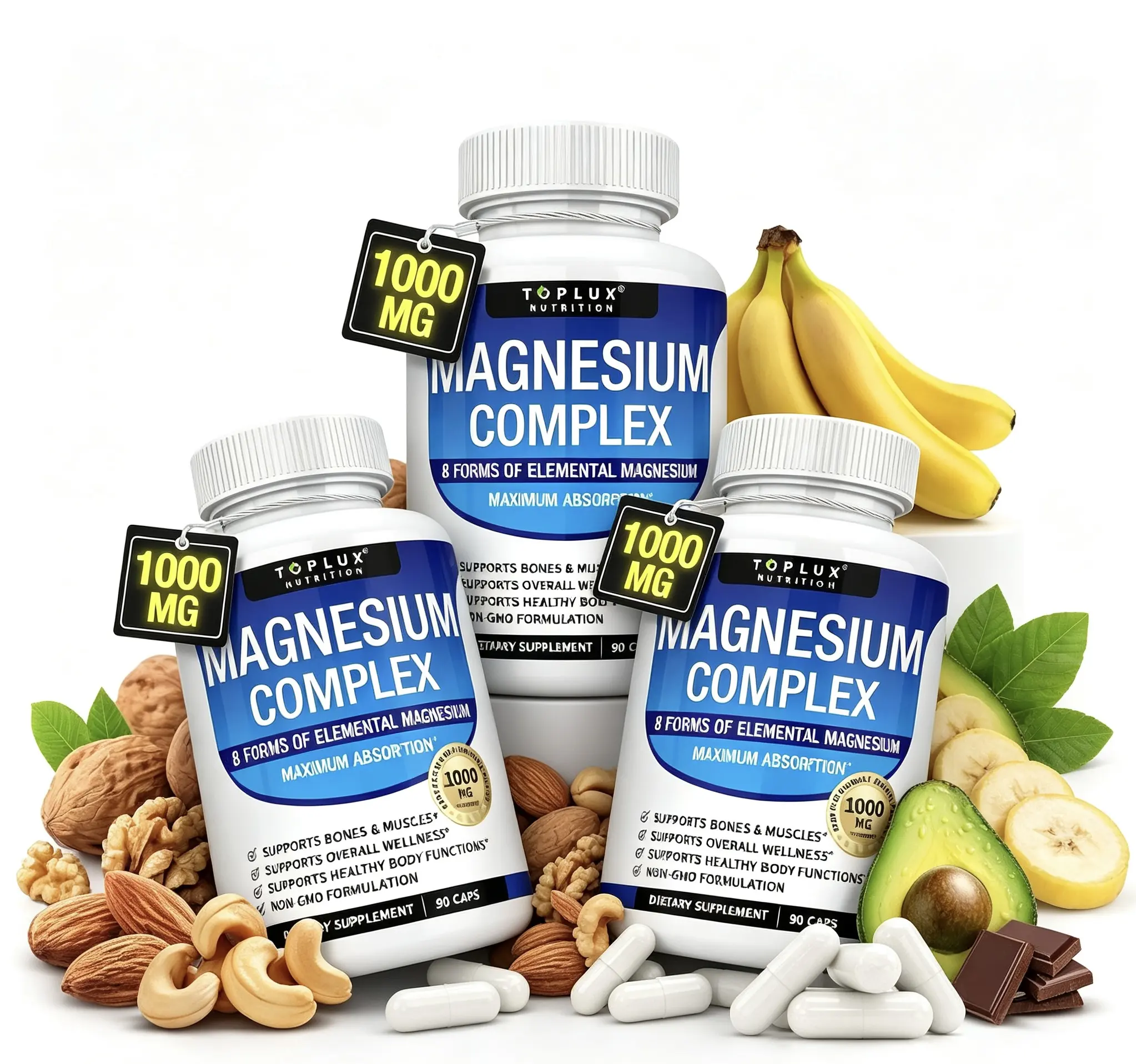 3-piece Toplux Magnesium Complex 8 Essential Magnesium Supplement 3-piece Toplux Magnesium Complex 8 Essential Magnesium Supplement