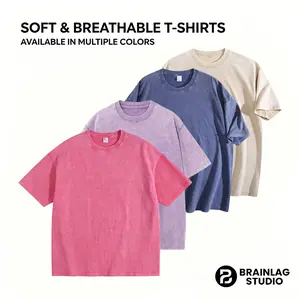 Women's 4-Pack Acid Wash Cotton T-Shirts, Oversized Loose Fit Short Sleeve Crew Neck, Vintage Faded Multi-Color Set, Casual Streetwear Summer Basic Tops