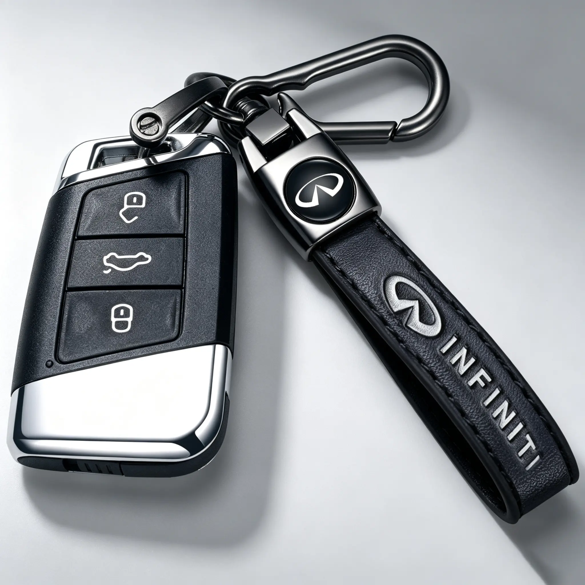 Genuine Leather Car Keychain Key Chains Ring Accessories for G35 G37 M45 FX45 Q50 QX50 Q60 QX60 Q70 QX80 Man and Woman Family Present Black  Infiniti Accessories