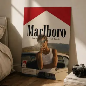 Marlboro Desert Heat Poster Vintage Americana Wall Art Retro Smoking Aesthetic Print Cinematic Editorial Photography Decor