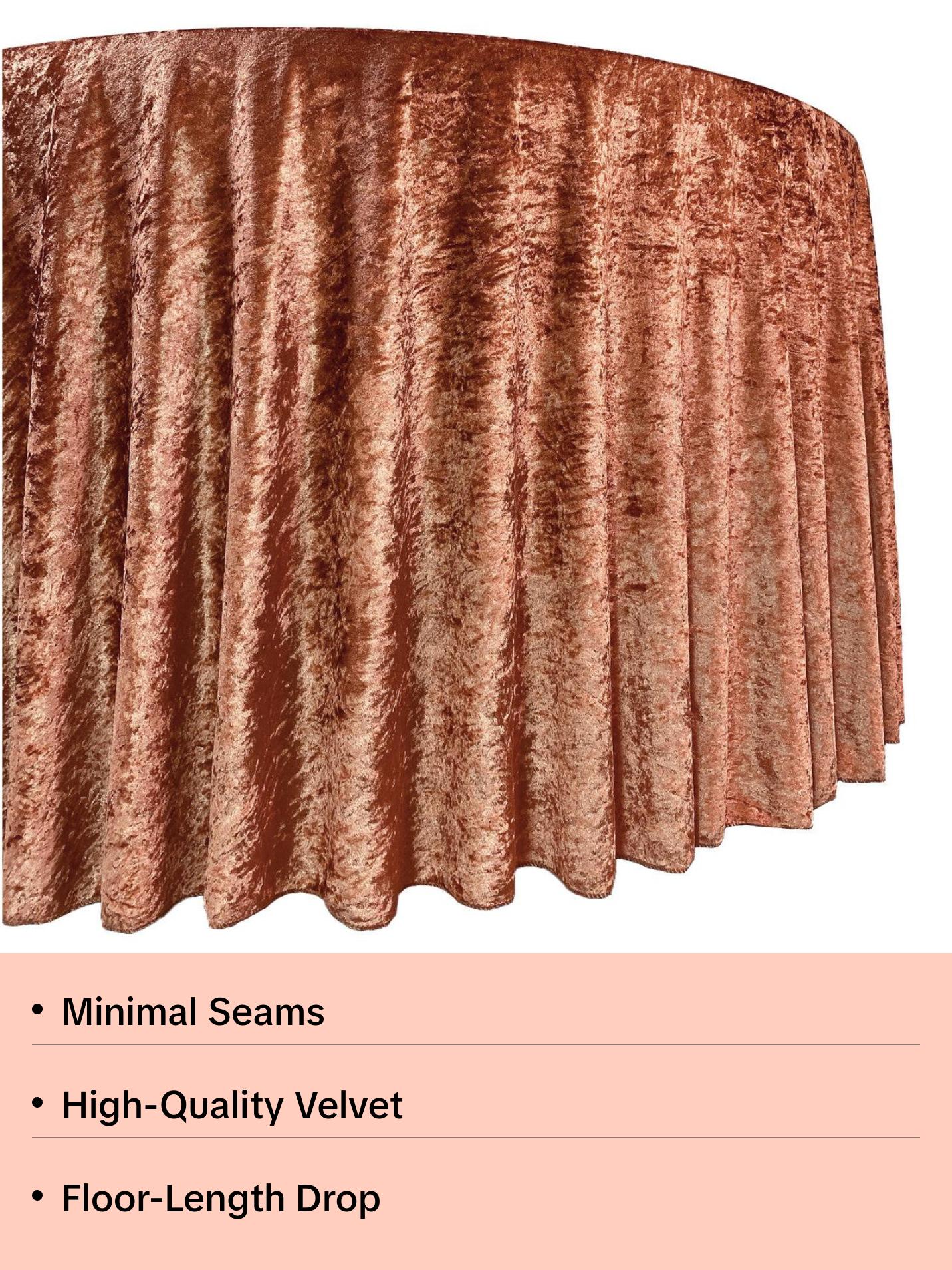 120 Inch Round Crushed Velvet Tablecloth Terracotta