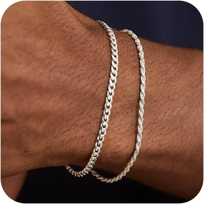 FREEKISS Poaiiu Layered Chain Bracelets Sets For Men Women Rope Figaro Cuban Link Chain Bracelets Set Men Gifts For Dad Boyfriend Husband homeessentials