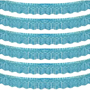 6 Pack Blue Foil Fringe Garland Party Decorations, 59Ft Tinsel Streamers Shiny Blue Wall Hanging Tinsel Fringe Banners for Wedding Birthday Anniversary Christmas New Year Party Decor
