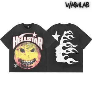 Vintage Wash Hellstar Graphic Tee Oversized Y2K Streetwear Washed Shirt. Heavyweight Grunge Acid Washed Double Sides Hip Hop Shirt. The ultimate trending aesthetic, Gift For Friends. Men and Women Tops