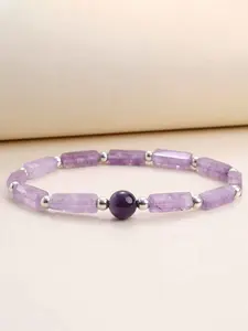 Natural Amethyst Beaded Bracelet, Fashionable Jewelry for Women & Men, Fashion Jewelry for Party, Daily Clothing Decor, Trendy  Jewelry for Birthday Gift, Solstice Gemstone Bracelet