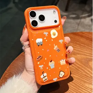 Thick Hollow Imitated Leather Texture Phone Case, Food and Drink Pattern, Suitable for Men and Women, Apple iPhone 17 Pro Max