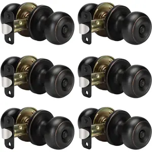 Oil-Rubbed Bronze Privacy Interior Door Knobs for Bedroom, Bronze Finish Door Knobs Bulk 6 Pack