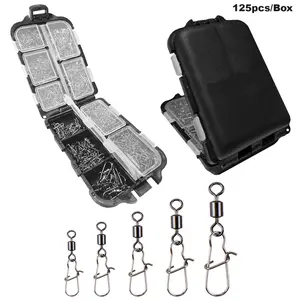125pcs Fishing Swivels with Snap Set, Duo Lock Snap Swivels Kit with Tackle Box, 8-28kg Strength, Fishing Connectors for Bass, Trout, Walleye, Pike, Fishing Gear