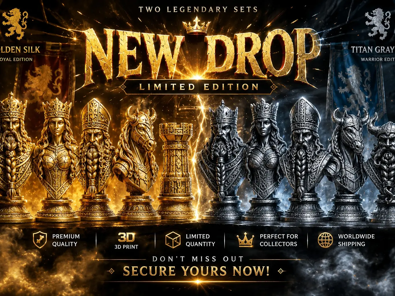 Nordic Viking Stylized Chess Set – Legendary Norse Edition