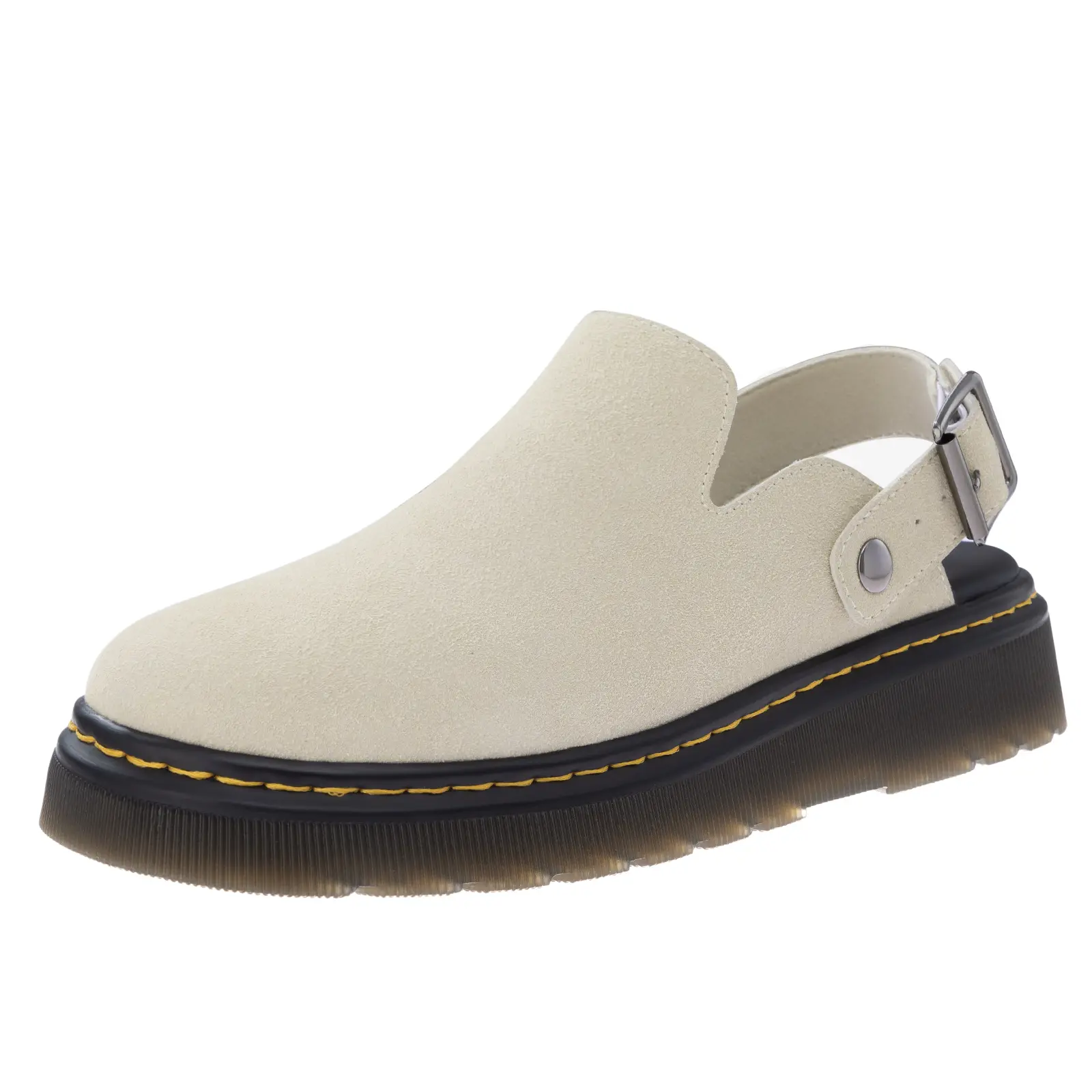 Women's Suede Platform Clogs - Casual Slip-On Mules with Adjustable Slingback Strap, V-Shaped Instep Design, Wear-Resistant TPR Outsole, Sponge Cushioning, Non-Slip Thick Sole, Comfortable Walking Footwear