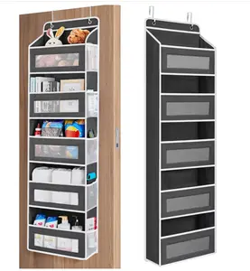 Over-the-Door Organizer Storage, 5-Shelf Hanging Door Organizer with 5 Large-Capacity Pockets, Anti-Tilt Design, Supports up to 44 lbs behind the door storage for bedroom, bathroom, pantry, nursery