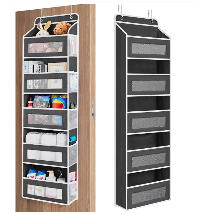 Minimalist Hangable Over-the-Door Home Storage Organizer, 5-Shelf Hanging Unit with 5 Large-Capacity Pockets, Anti-Tilt Design, 44 lbs Load Capacity for Bedroom, Bathroom, Beauty Products Storage