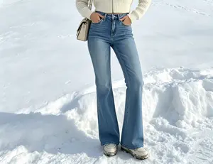 Women's Low Waist Indigo Slim Bootcut Bell-Bottom Jeans - Chic, Comfortable Casual Style - Ideal for Everyday & Versatile Occasions - Essential Womenswear