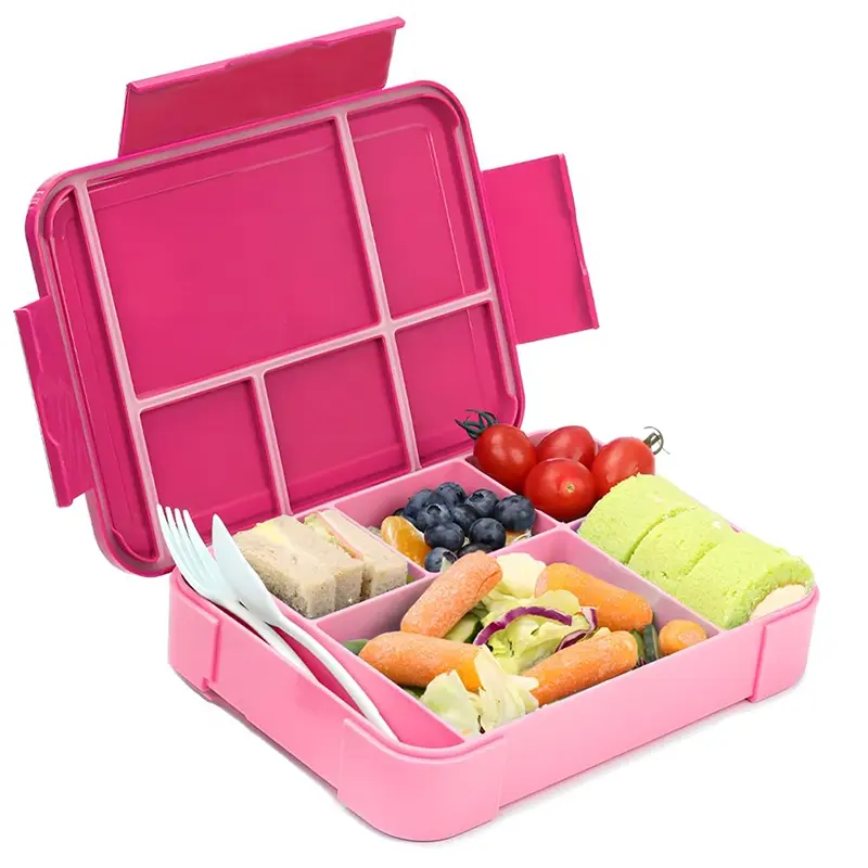 Bento Box for Adult Kids, Stylish Teens Adult Lunch Box Containers With Compartments, Plastic Lunch Box, Durable, Microwave/Dishwasher Safe, BPA-Free, Perfect for On-the-Go Meal(Pink)
