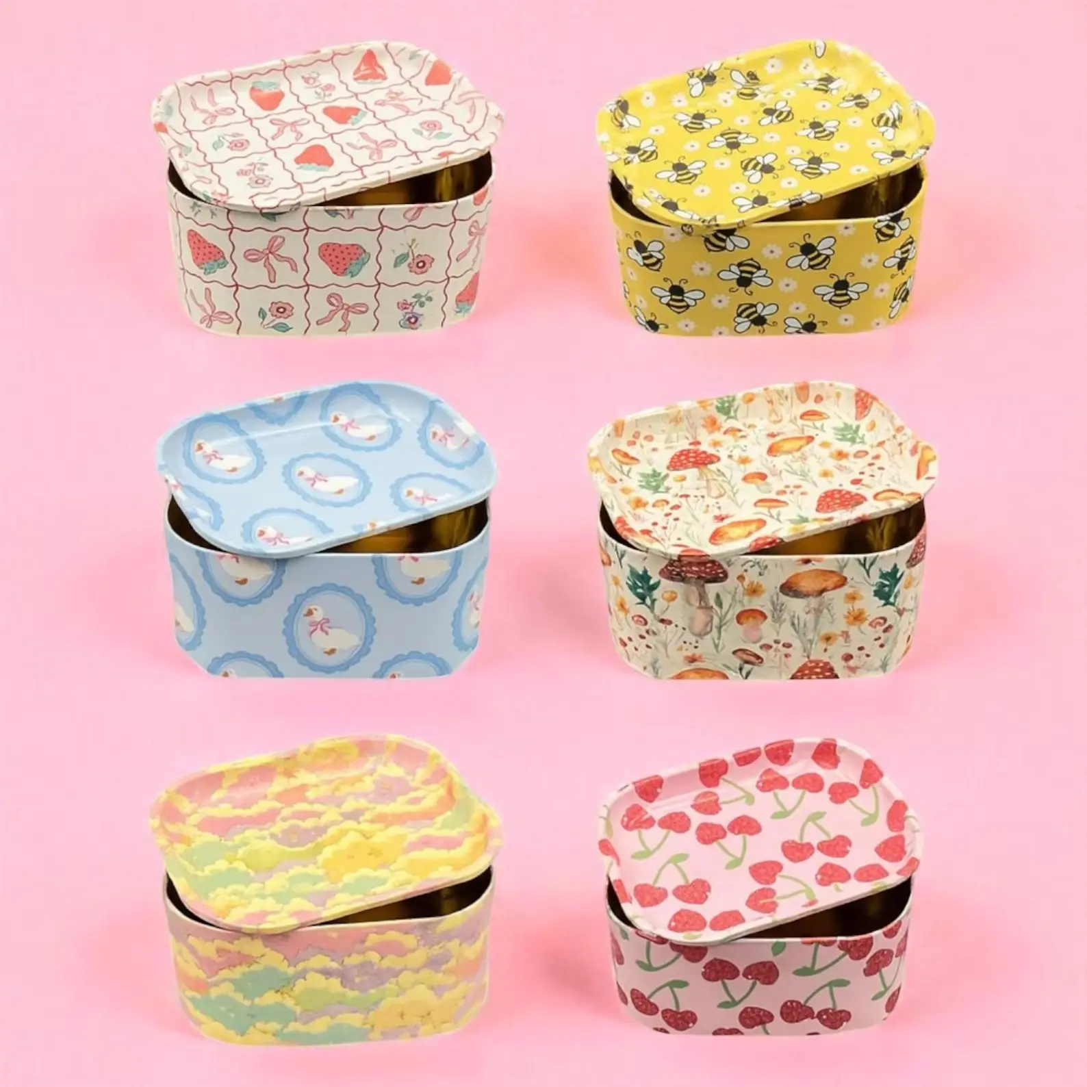 MEE MEE Tin Storage Box, Large Metal Stash Container Kitchen Storage Cute Designs Medicine Organizer
