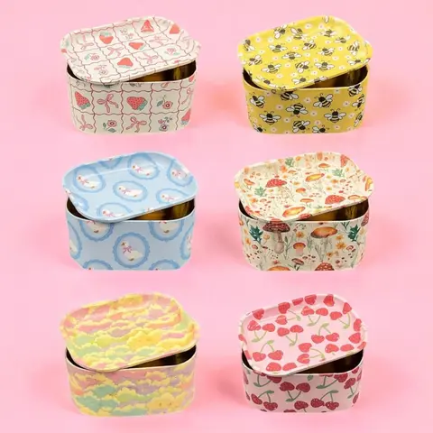 MEE MEE Tin Storage Box, Large Metal Stash Container Kitchen Storage Cute Designs Medicine Organizer